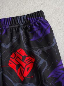 Transformers X SHEIN Young Boy Casual Allover Print Elastic Waist Long Knit Sweatpants - Multicolor - View 4