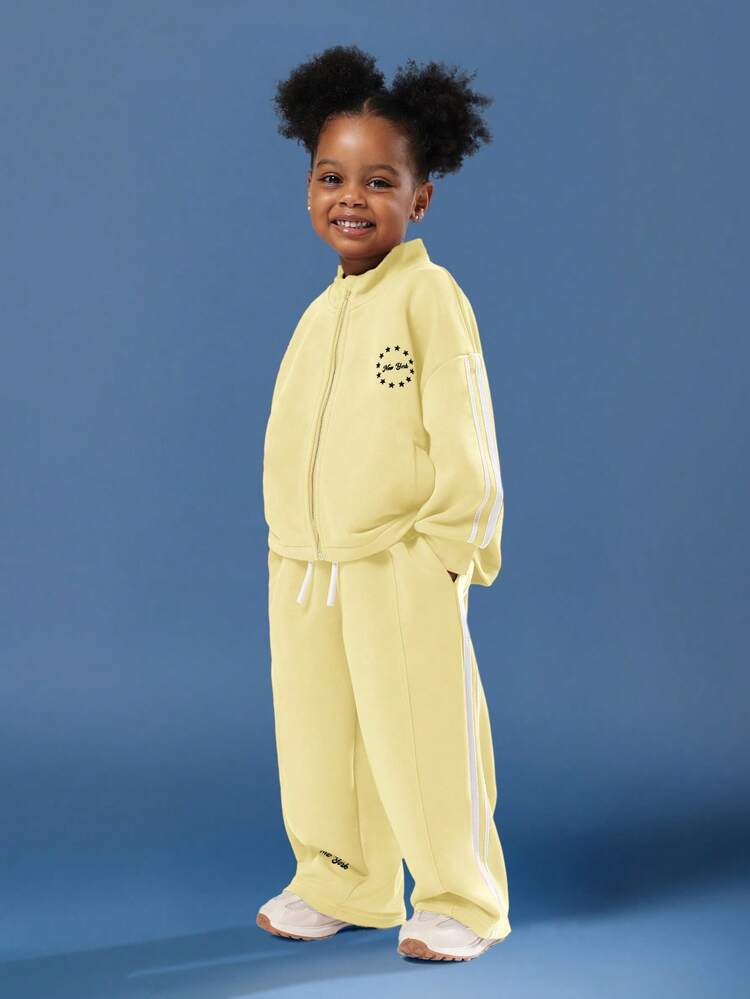 Zip Through Hoodie And Wide Leg Sweatpants Set