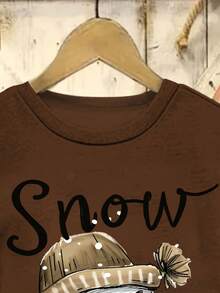 EMERY ROSE 女士雪人印花休闲宽松圆领卫衣 - 咖啡棕 - 查看 3