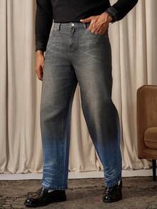 RivetRise Jeans casuales rectos y holgados con bolsillo de color contrastante para hombres