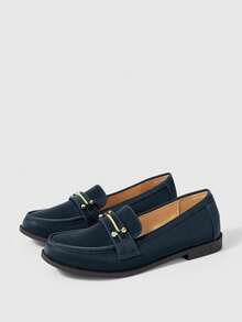 Sleekvia 橄榄绿休闲耐穿牛津平底鞋（女款）