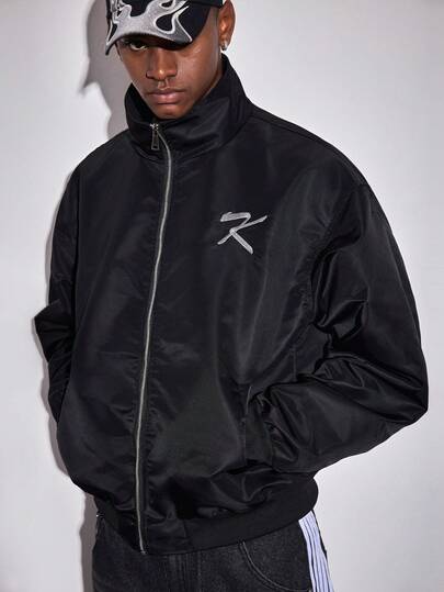 Street Life Men's Long Sleeve Zip-Up Collar Embroidered Casual Jacket