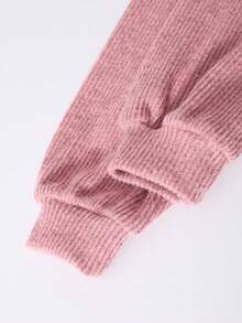 Tween Girl Pink Loose Puff Sleeve Top And Skirt Set, Fashionable For Back To School Wear In Autumn/Winter