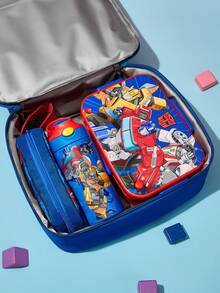 Transformers X SHEIN 1100ml  Leak-Proof 3-Compartment Bento Box, Durable And Resistant To Falls, Equipped With Tableware And Food Fork,Gift Ideas - 彩色 - 查看 6