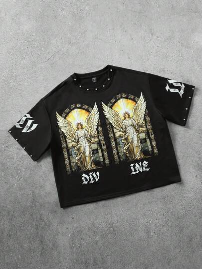 Street Life maglietta ampia da uomo con stampa di strass