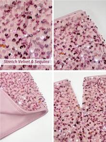 Chiquease Váy nhung đính sequin màu hồng có khóa kéo bên hông dành cho nữ, thích hợp cho các bữa tiệc, hộp đêm, đám cưới, ngày lễ tình nhân, Halloween, lễ hội âm nhạc và hòa nhạc, váy ngắn mới cho mùa xuân, mùa hè, mùa thu và mùa đông, lễ Giáng sinh, năm mới, lễ Tạ ơn, váy dự tiệc thanh lịch, váy dự tiệc cưới, váy dự tiệc cưới đính sequin màu hồng - Hồng - Xem 7