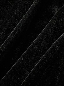 SHEIN MOD 哥特式宫廷风格酒红色蝴蝶结泡泡袖系带中长丝绒连衣裙 - 黑色 - 查看 4