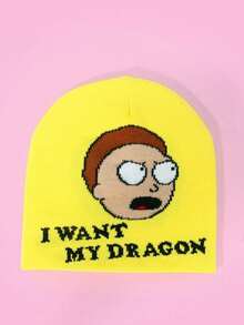 Rick and Morty X SHEIN 1 chiếc mũ len đan họa tiết hoạt hình, ấm áp, thời trang - A - Xem 5