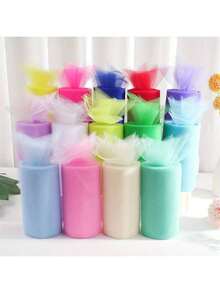 1pc Tulle Roll Spool White Organza Roll Red Blue Tulle Organza Fabric Tutu Skirt Girl Shower Decor Party Supplies DIY 25 Yards*15cm,Christmas - Multicolor - View 9