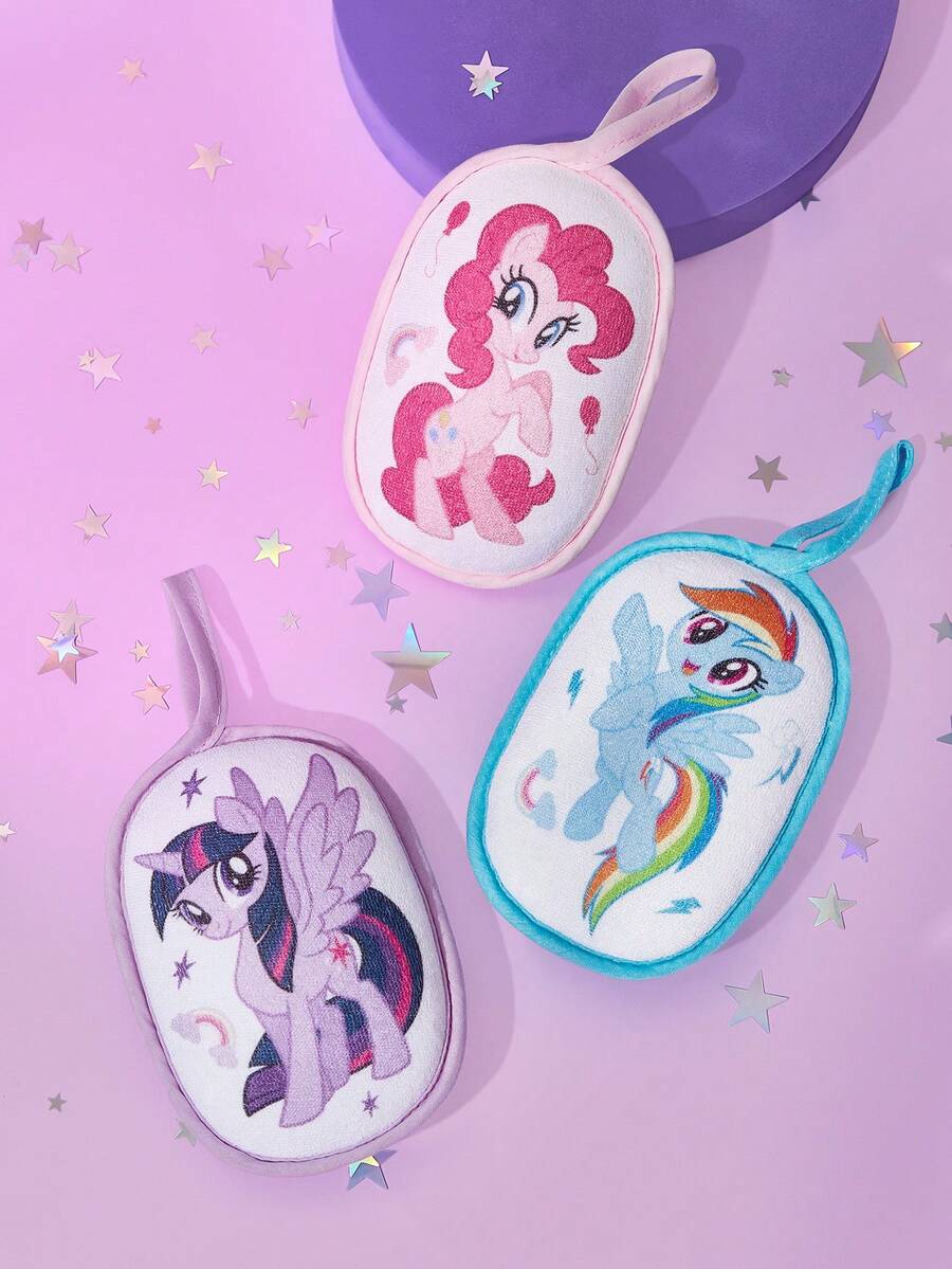 My Little Pony X SHEIN 1Pc Cute Cartoon Pony Printed Bath Bath Ball Bubble Scrub, Suitable For Adults, Teens, Rainbow, Unicorn, Twilight Sparkle/Rainbow Dash/Pinkie Pie,Gift Ideas - Multicolor - View 1