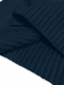 Franclia Button Decor Off Shoulder Solid Color Elegant Long Sleeve Sweater - Navy Blue - View 7