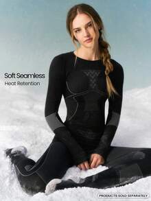 GLOWMODE Second-Skin Seamless Slope To Chalet Sweat-Wicking 3D Wave Design Compression Thermal Long Sleeve Ski Autumn Winter Snow Outdoors Daily Active Wear