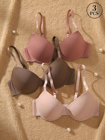 3件套女士纯色舒适钢圈文胸