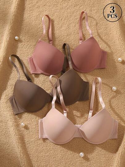 3件套女士纯色舒适钢圈文胸