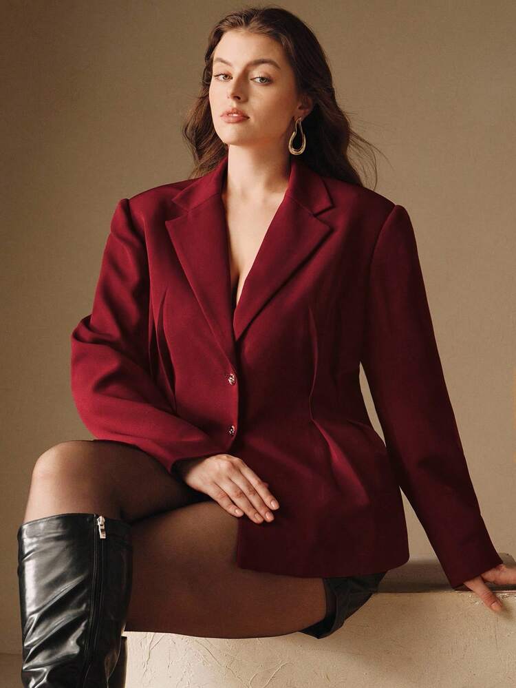 Blazer elegante e retrò con collo a risvolto, manica lunga, taglio slanciato, adatto per donna taglia grande, ideale per autunno, inverno, primavera, Capodanno, feste, matrimoni, chic, stile, casual business, Ringraziamento, laurea, Natale