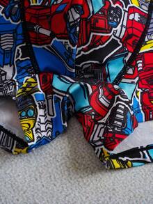 Transformers X SHEIN Men's Comfortable Soft Breathable Robot Printed Boxer Briefs - Black - View 3