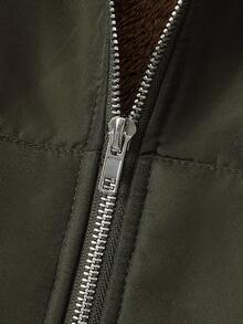 EMERY ROSE 大码纯色长袖保暖连帽拉链外套，冬季保暖 - 軍綠色 - 查看 5