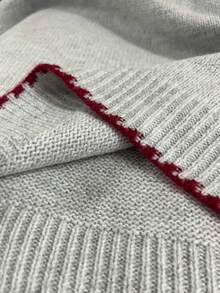 Franclia Casual Loose Fit Round Neck Long Sleeve Knitted Contrast Trim Raglan Sleeve Apricot Women Pullover Sweater, Spring/Autumn