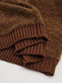 Manfinity CityGents 男士纯色圆领落肩长袖休闲羊毛衫，秋冬款 - 棕色 - 查看 8