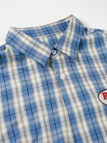 Men's Plaid Front Button Short Sleeve Casual Top And Shorts Set - Multicolor - View 3