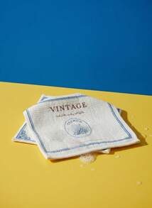 Joivida 2条装厨房创意吸水清洁抹布，不易沾油渍，简约印花，加厚设计，采用木浆棉竹纤维布制成 - 彩色 - 查看 2