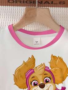 SHEIN | PAW Patrol Young Girl Summer Cute Cartoon Dog Print Dress - White - View 4