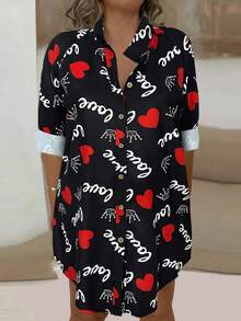 EMERY ROSE Plus Solid Button Front Blouse Women Shirt - Black - View 1