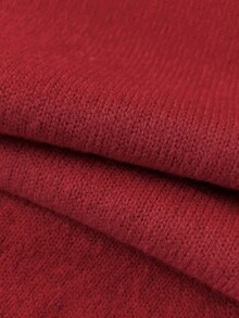 Elamini 女士纯色休闲圆领长袖套头毛衣，秋冬季 - Fiery Red - 查看 7