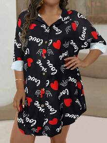 EMERY ROSE Plus Solid Button Front Blouse Women Shirt - Black - View 3