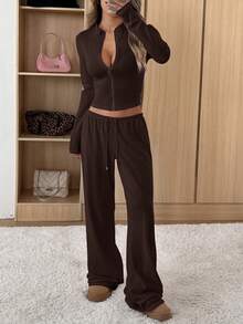 SHEIN EZwear Damski dopasowany garnitur typu casual z marynarką i spodniami