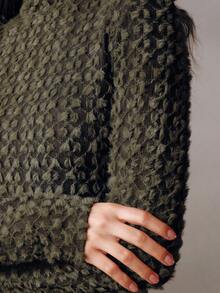 Anewsta Elegant Flocked Lace Turtleneck Undershirt, High-Quality Women's Autumn/Winter Base Layer Top - Army Green - View 6