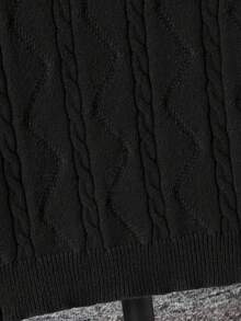 SHEIN 男童休闲日常百搭舒适高领长袖套头毛衣 - 黑色 - 查看 5