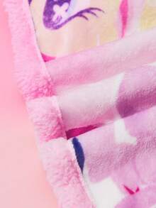 My Little Pony X SHEIN 1Pc Rainbow Cartoon Printed Flannel Thickened Blanket, A-Side Flannel B-Side Lamb Fleece, Double-Side Plush Material, Soft And Warm, Not Easy To Lose Hair, Various Sizes, Sofa, Bed, Lunch Break Twilight Sparkle/Rainbow Dash/Pinkie Pie/Applejack/Fluttershy/Rarity,Gift Ideas - Multicolor - View 5