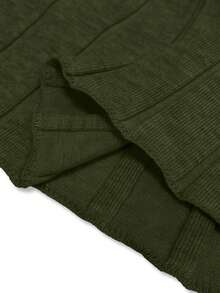 Rafferiza Váy dệt kim dài tay cổ tròn màu trơn dành cho nữ, thu/đông - xanh quân đội - Xem 7