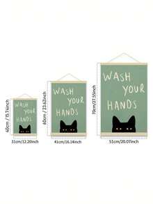 1PC"Fun Cat Art Print - "Please Wash Your Hands" Bathroom & Toilet Decoration, Frameless Canvas Wall Art For Home, Office, Cafe, Perfect Room Decoration - Multicolor - View 5