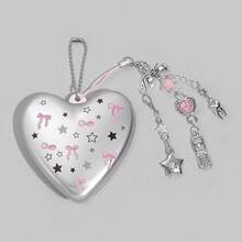 ROMWE Kawaii 1 pieza Juego de peine y espejo plegable con lazo lindo, peine de airbag para volver a la escuela, peine y espejo portátil DIY - Ceniza rosa - Ver 8