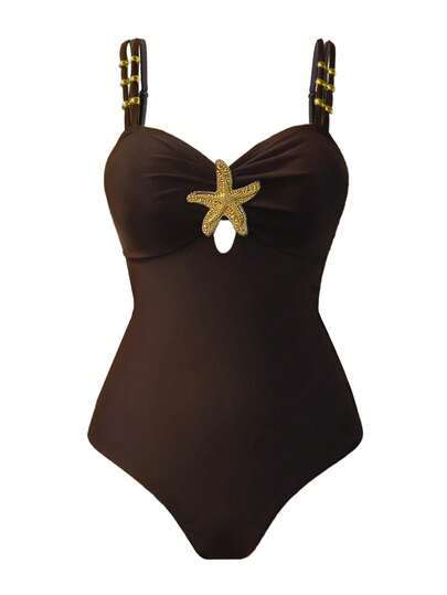 Swim Oasis Bộ đồ bơi 2 mảnh gồm áo tắm liền thân và chân váy họa tiết ngôi sao năm cánh dễ thương dành cho nữ, thích hợp cho kỳ nghỉ lễ, Giáng sinh và năm mới.