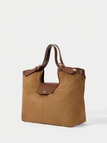 SHECARRY WOMEN SUEDE DALIY SHOPPER BAG - Camel - View 3