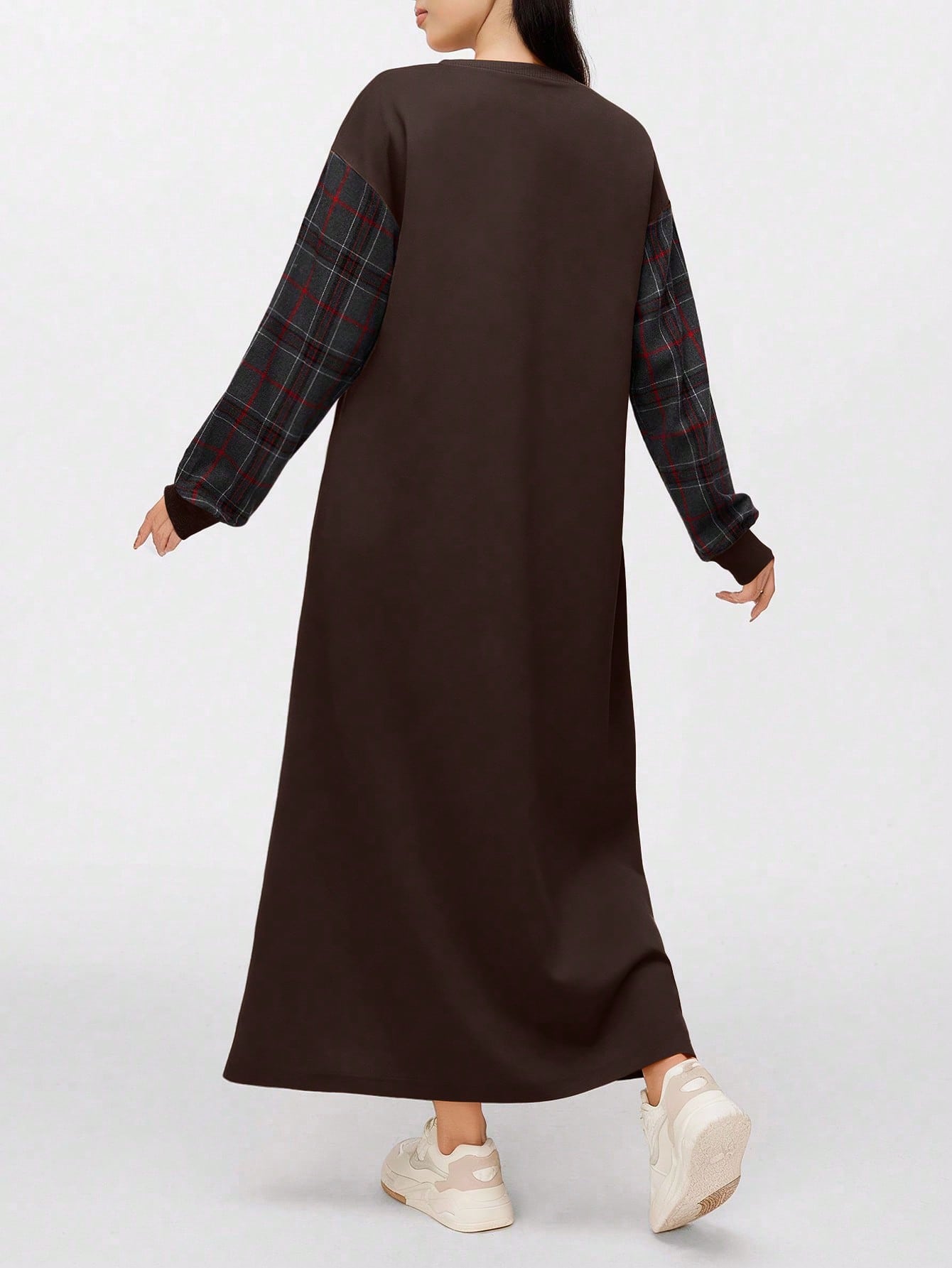 Modelyn فستان كاجوال بياقة مستديرة وأكمام طويلة من...