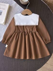 SHEIN Robe de princesse à manches longues mignonne pour bébé fille, mode et élégante, printemps/automne