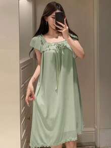 DAZY 轻盈荷叶边网纱女士睡裙 - 薄荷綠 - 查看 4