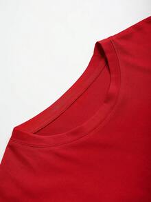 Resyla 女士休闲T恤，情人节LOVE水钻装饰T恤 - 紅色 - 查看 3