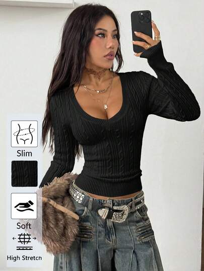 Coolane Women's Winter Vintage Preppy Y2K Daily Wear Going Out Renaissance Fair Club Outfits Black V-Neck Sweater,Fall,Fall Clothes For Women,Winter Clothes For Women