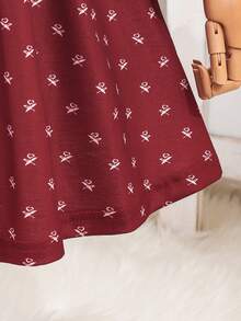 Vestido lindo con mangas abullonadas y estampado floral pequeño para niña - Burdeos - Ver 5