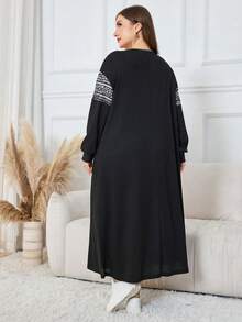 Lacomfia Élégant sweat-shirt à capuche long casual grande taille - Bleu canard - Voir 2