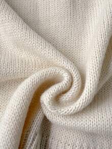 SHEIN Sparklyn 2pcs/Set Casual Teenager Girls Sweater Set, Black Letter Graphic Decor V-Neck Regular Sleeve White Knit Cardigan Top And White Wide Leg Pants Set, Comfortable Fitted Casual Fashion For Spring/Autumn Daily Wear Girls Sweater Sets Knit Clothes Clothes Set Girl Knit Set Sweater Sets - Apricot - View 5