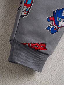 Transformers X SHEIN 2件套男婴休闲机器人印花撞色连帽卫衣和裤子套装 - 彩色 - 查看 7