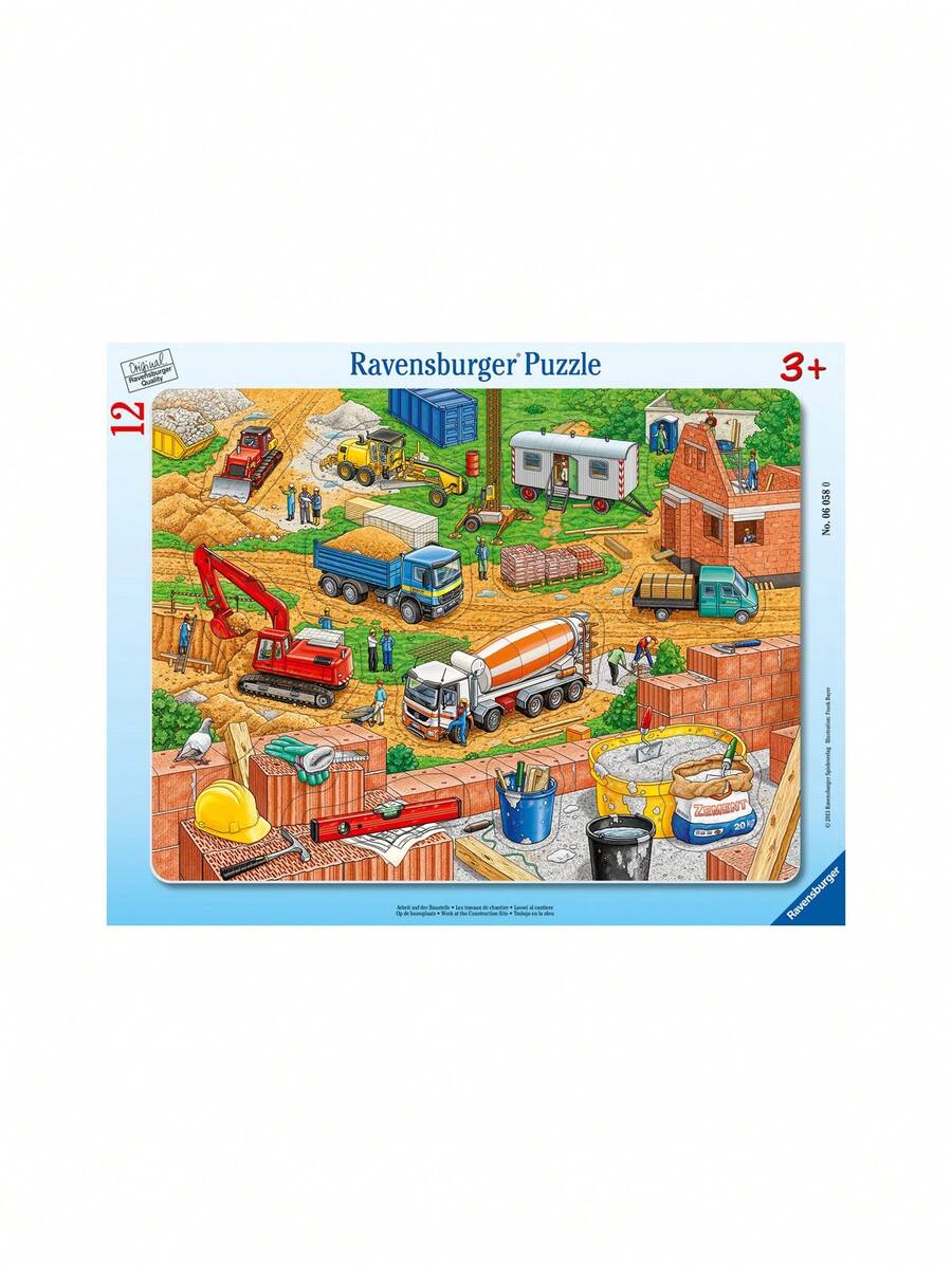 Ravensburger Work At The Construction Site 12 Piece Jigsaw Puzzle Age 3 Years+ 6058 - Multicolor - View 1