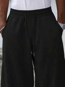 Manfinity Hypemode Men's Casual Solid Color Drawstring Waist Sweatpants Oversized Sweatpants Black Baggy Sweat Pants Men Baggy Streetwear Black Joggers Men Goth Sweatpants