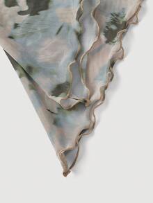 SHEIN MOD 女士喇叭袖扎染抽象花卉T恤 - 彩色 - 查看 4